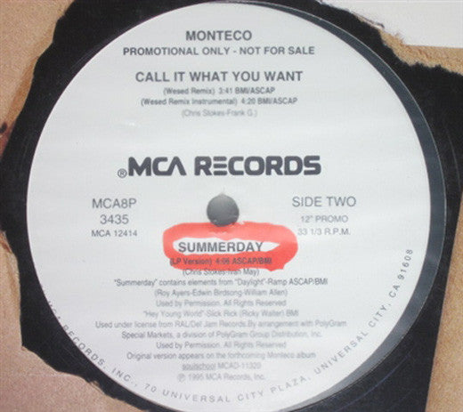 Monteco : Call It What You Want (12", Promo)
