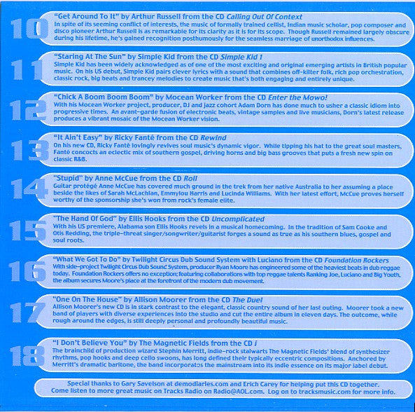 Various : Tracks Music: Volume Three · Music From The Pages Of Tracks Magazine Summer 2004 Issue (CD, Promo)