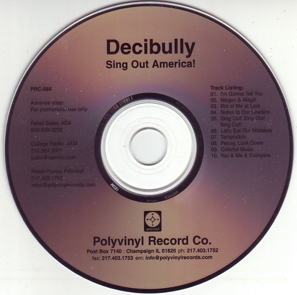 Decibully : Sing Out America! (CD, Advance, Album, Promo)