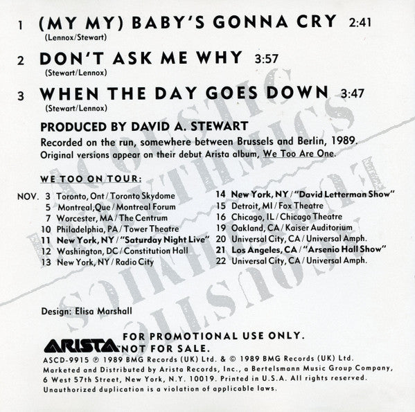 Eurythmics : Acoustic Eurythmics (CD, Promo, Smplr)