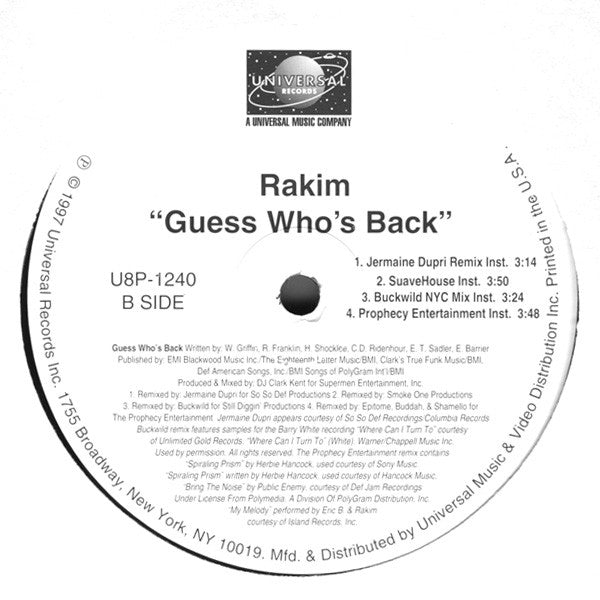 Rakim : Guess Who's Back (Remixes) (12")