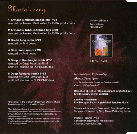 Deep Forest : Marta's Song (The Remixes) (CD, Maxi)
