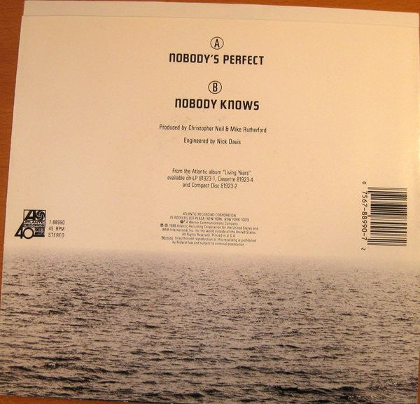 Mike & The Mechanics : Nobody's Perfect (7", SP)