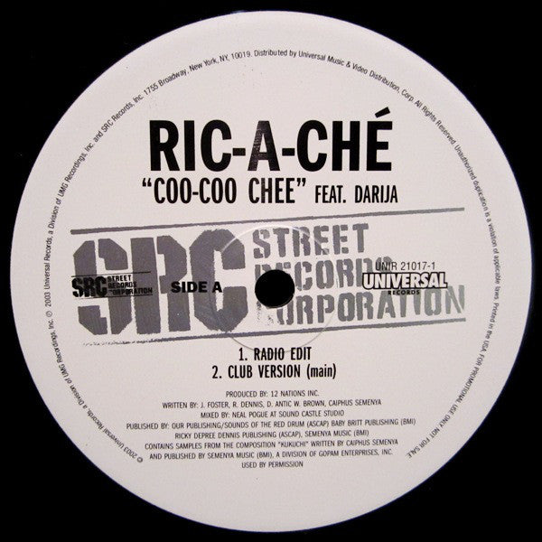 Ric-A-Che Feat. Darija (2) : Coo-Coo Chee (12", Promo)