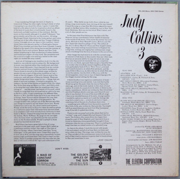 Judy Collins : Judy Collins #3 (LP, Album, Mono)