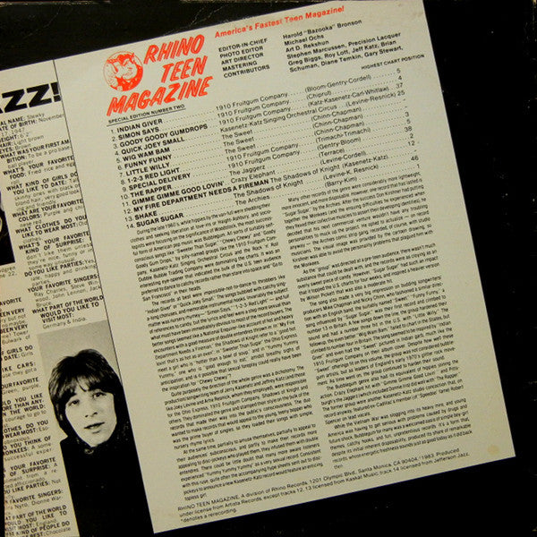 Various : Rhino Teen Magazine - The Best Of The 1910 Fruitgum Company And Other Bubblegum Smashes (Volume 2) (LP, Album, Comp, scr)