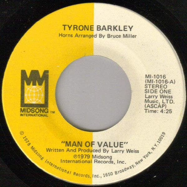 Tyrone Barkley : Man Of Value (7")