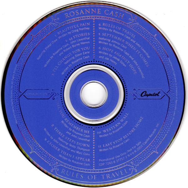 Rosanne Cash : Rules Of Travel (CD, Advance, Album, Promo)