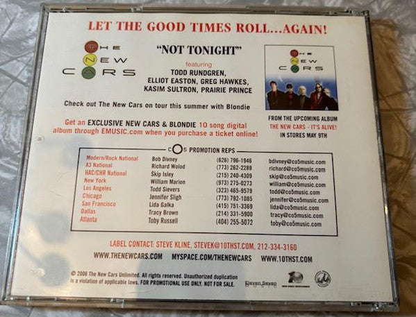 The New Cars : Not Tonight (CD, Advance)