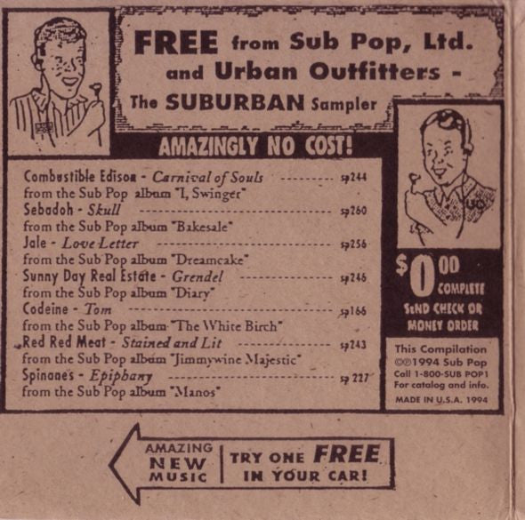 Various : The 1994 Suburban Sampler - From Sub Pop And Urban Outfitters (CD, MiniAlbum, Comp, Promo)