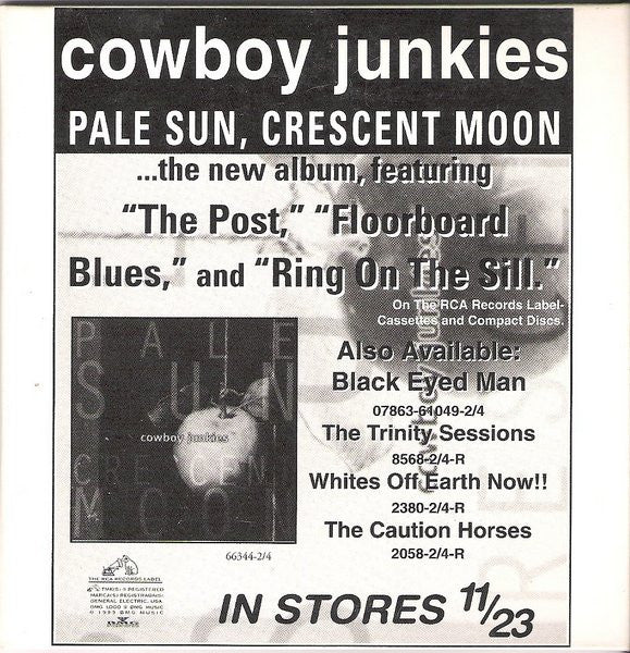 Cowboy Junkies : Pale Sun, Crescent Moon (CD, Album, Promo)