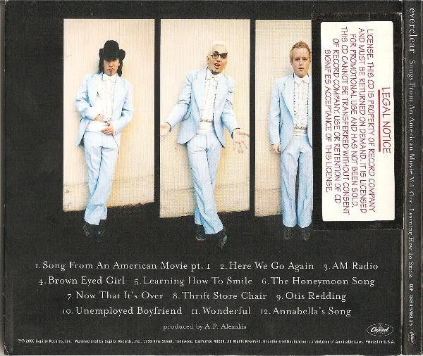 Everclear : Songs From An American Movie Vol. One: Learning How To Smile (CD, Album, Promo, Dig)