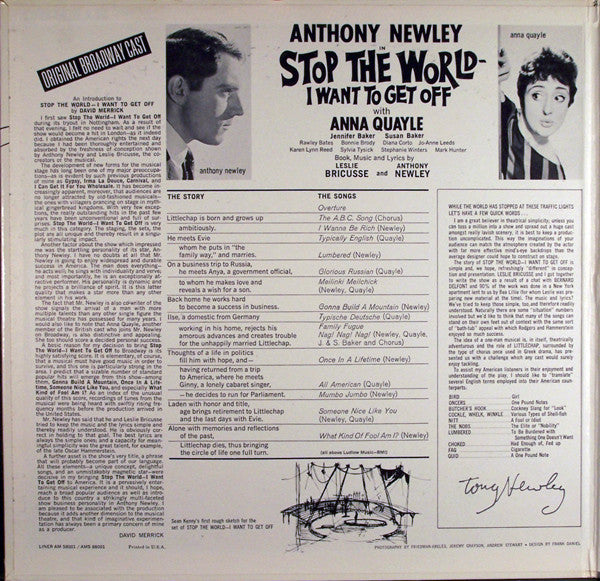 Anthony Newley With Anna Quayle : Stop The World - I Want To Get Off (Original Broadway Cast Recording) (LP, Album, Mono, Gat)