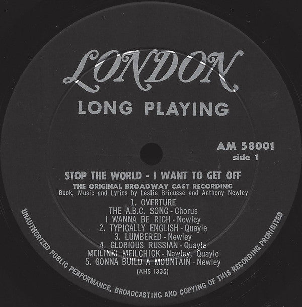 Anthony Newley With Anna Quayle : Stop The World - I Want To Get Off (Original Broadway Cast Recording) (LP, Album, Mono, Gat)