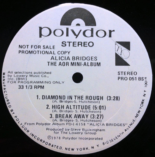 Alicia Bridges : The AOR Mini-Album (12", MiniAlbum, Promo)