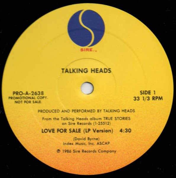 Talking Heads : Love For Sale (LP Version) (12", Promo)