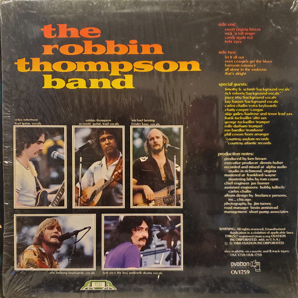 The Robbin Thompson Band : (Two "B's" Please) (LP, Album)