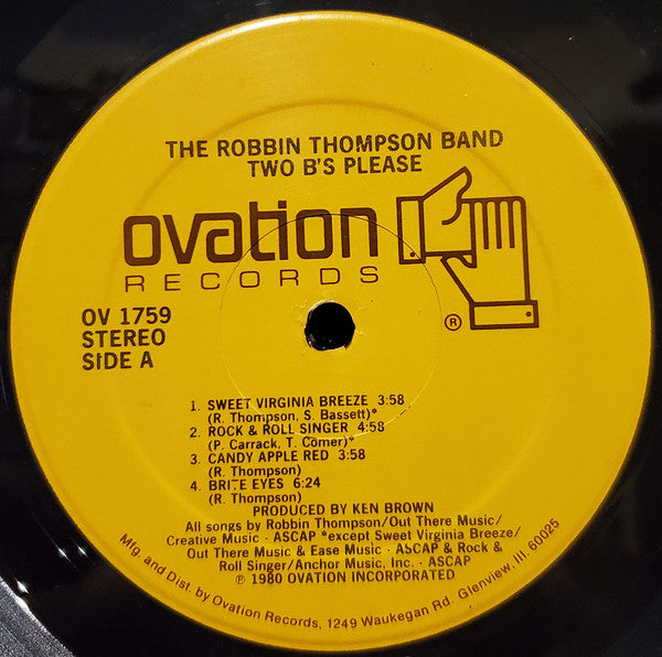 The Robbin Thompson Band : (Two "B's" Please) (LP, Album)