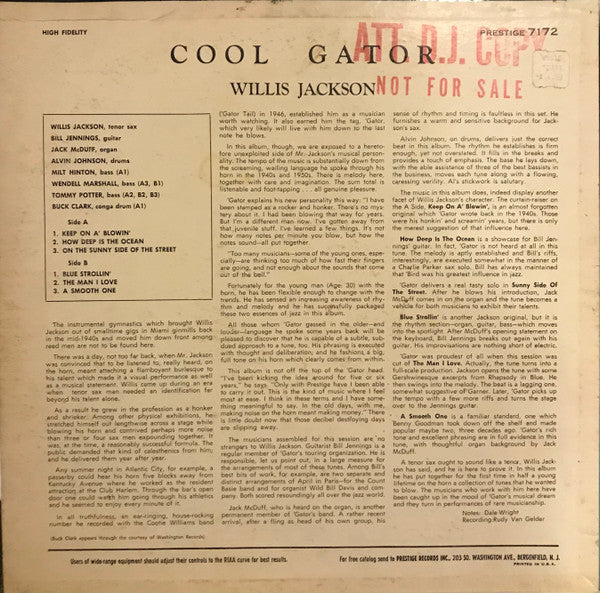 Willis Jackson : Cool "Gator" (LP, Album, Mono)