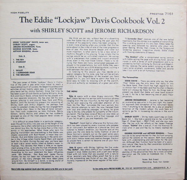 Eddie "Lockjaw" Davis : The Eddie "Lockjaw" Davis Cookbook Volume II (LP, Album)