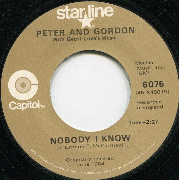 Peter & Gordon : A World Without Love / Nobody I Know (7", RE)