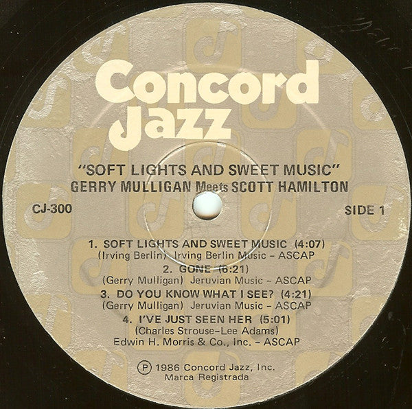 Gerry Mulligan Meets Scott Hamilton : Soft Lights & Sweet Music (LP, Album)
