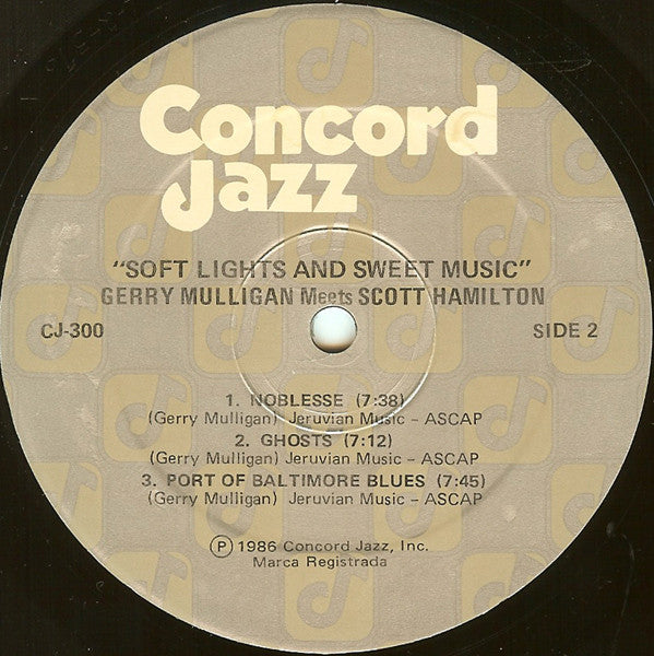 Gerry Mulligan Meets Scott Hamilton : Soft Lights & Sweet Music (LP, Album)