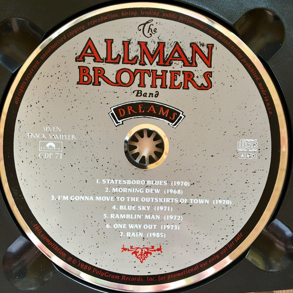 The Allman Brothers Band : Dreams (Seven Track Sampler) (CD, Comp, Promo, Smplr)