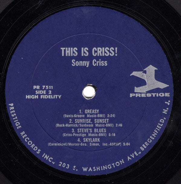 Sonny Criss : This Is Criss! (LP, Album, Mono)