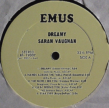 Sarah Vaughan : Dreamy (LP, Album, RE, Bes)