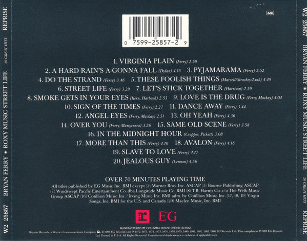 Bryan Ferry / Roxy Music : Street Life: 20 Great Hits (CD, Comp, Club, RE, RM)