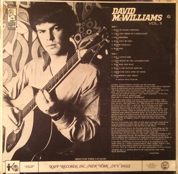David McWilliams : Days Of Pearly Spencer - Who Killed Ezra Brymay (LP, Album)