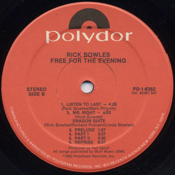 Rick Bowles : Free For The Evening (LP, Album, 53 )