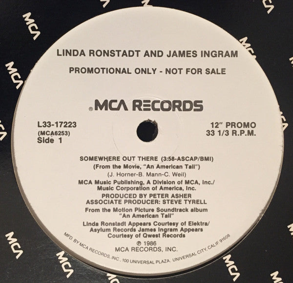 Linda Ronstadt & James Ingram : Somewhere Out There (12", Promo)