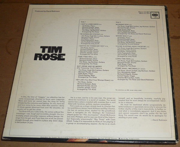 Tim Rose : Tim Rose (LP, Album, Ter)