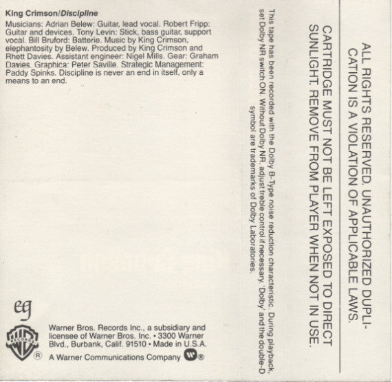 King Crimson : Discipline (Cass, Album)