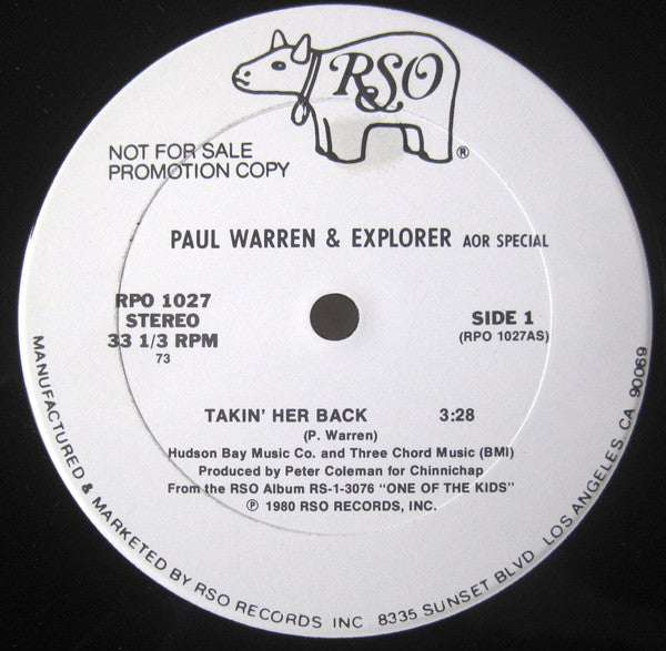 Paul Warren & Explorer* : Takin' Her Back (12", Promo)