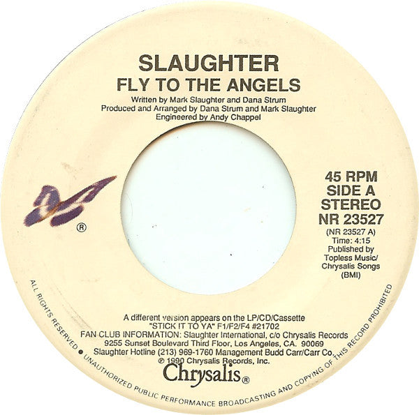 Slaughter : Fly To The Angels (7", Single)