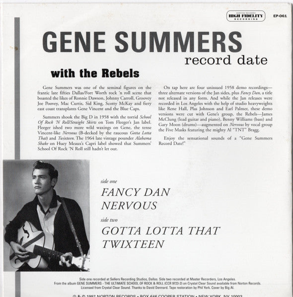 Gene Summers And His Rebels : A Gene Summers Record Date With The Rebels (7", EP)