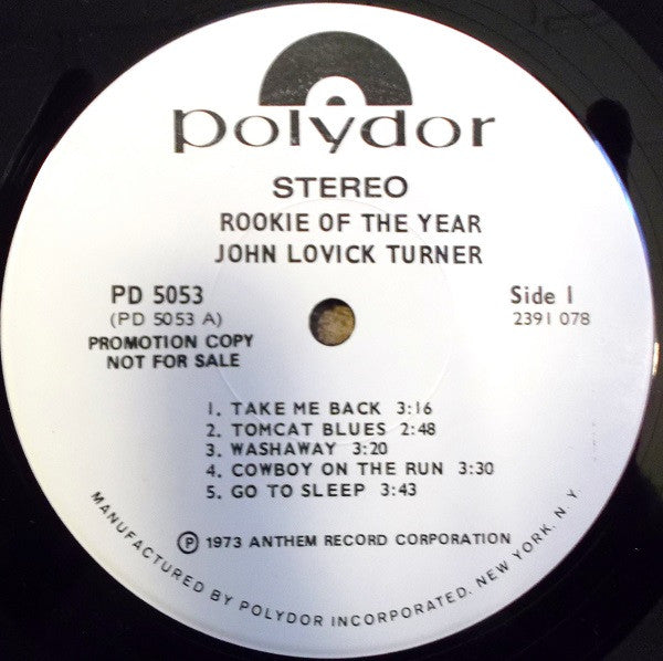 John Lovick Turner : Rookie Of The Year (LP, Album, Promo)