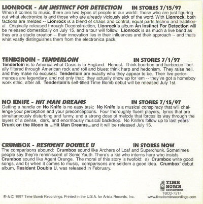 Various : Time Bomb Radio  Sampler (CD, Comp, Promo, Smplr)