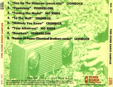 Various : Time Bomb Radio  Sampler (CD, Comp, Promo, Smplr)
