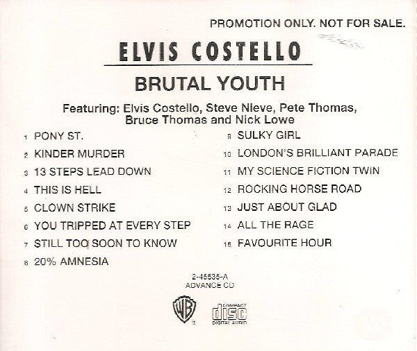 Elvis Costello : Brutal Youth (CD, Advance, Album, Promo)