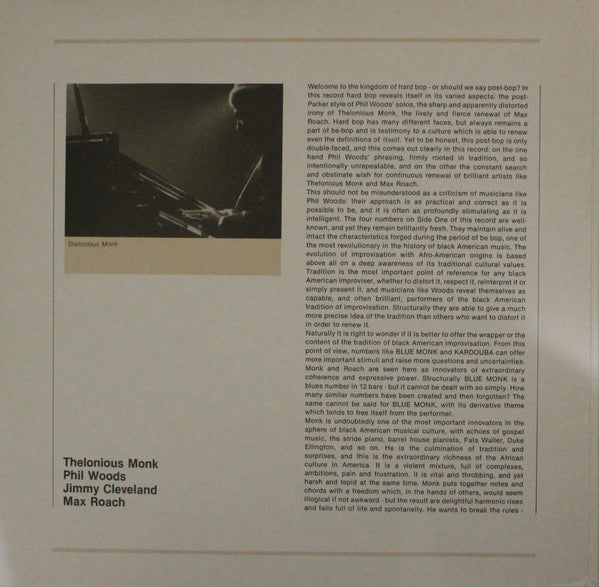 Thelonious Monk, Phil Woods, Jimmy Cleveland, Max Roach : Europa Jazz (LP, Comp)
