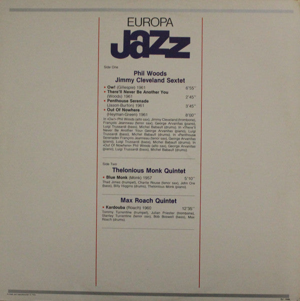 Thelonious Monk, Phil Woods, Jimmy Cleveland, Max Roach : Europa Jazz (LP, Comp)