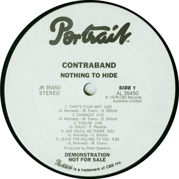 Contraband (8) : Nothing To Hide (LP, Album, Promo)