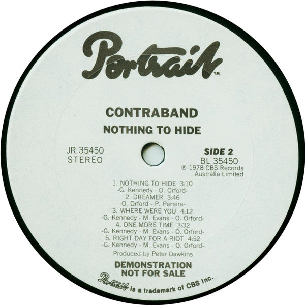 Contraband (8) : Nothing To Hide (LP, Album, Promo)