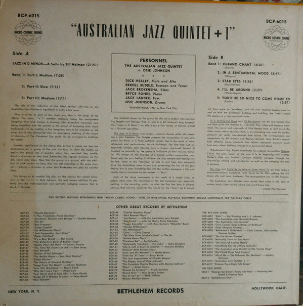 The Australian Jazz Quintet + Osie Johnson : Australian Jazz Quintet +1 (LP, Album)
