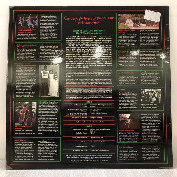 Various : Raindrops Pattering On Banana Leaves And Other Tunes - A WOMAD Benefit LP (LP, Comp)