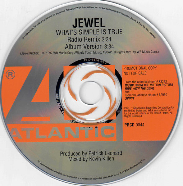 Jewel : What's Simple Is True (CD, Single, Promo)